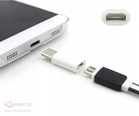 ADAPTER PRZEJŚCIÓWKA MICRO USB / USB-C biały