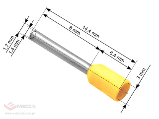 Konektor izol.tulejka 1,0/8 żółta100szt.