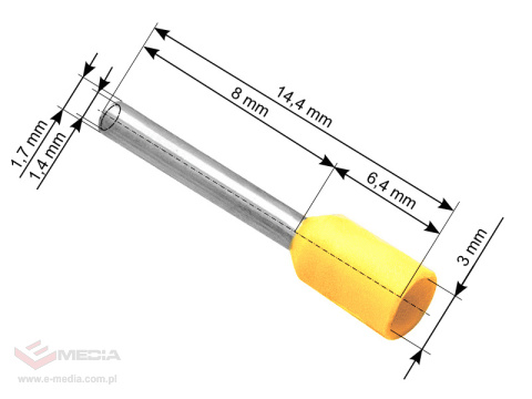 Konektor izol.tulejka 1,0/8 żółta100szt.
