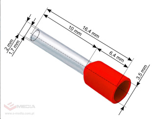 Konektor izol. tulejka 1,5/10 czerwona 100szt.