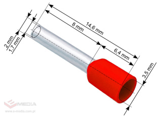 Konektor izol.tulejka 1,5/8 czerwona 100szt.