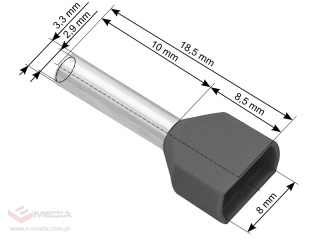 Konektor izol.tulejka 2x2,5/10 szary 100szt.