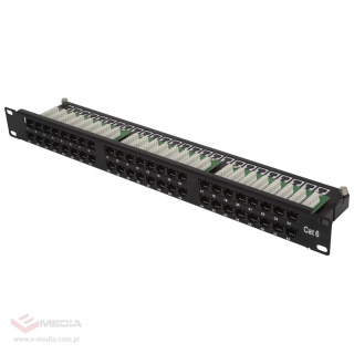 Patch panel UTP 19" 48x RJ45 kat.6, 1U tacka