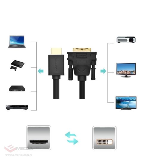 Ugreen kabel przewód HDMI - DVI 4K 60Hz 30AWG 1m czarny (30116)