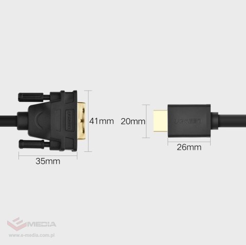 Ugreen kabel przewód HDMI - DVI 4K 60Hz 30AWG 1m czarny (30116)