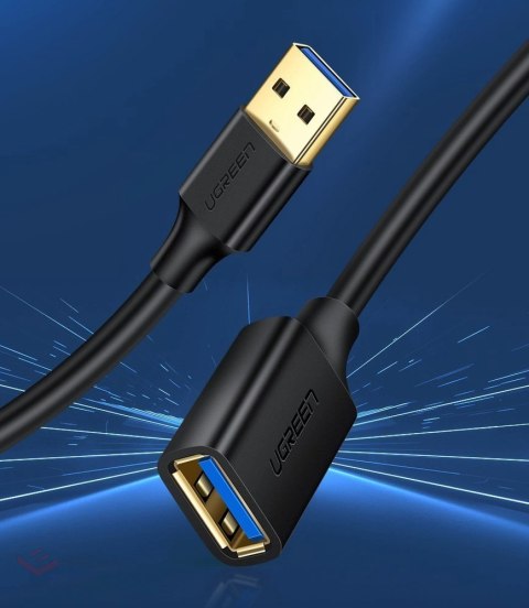 Ugreen kabel przewód przedłużacz przejściówka USB 3.0 (żeński) - USB 3.0 (męski) 2 m czarny (US129 10373)