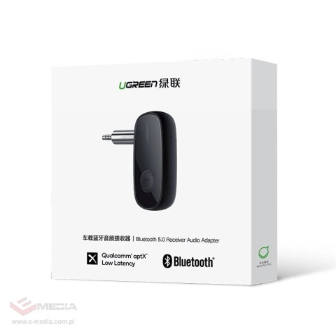 Ugreen odbiornik dźwięku Bluetooth 5.0 audio AUX aptX, aptX LL mini jack do słuchawek czarny (70304)