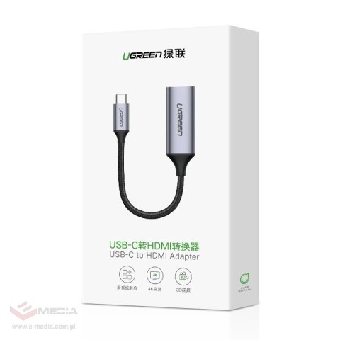 Ugreen przejściówka adapter USB Typ C - HDMI 2.0 4K@60 Hz Thunderbolt 3 do MacBook / PC szary (70444)