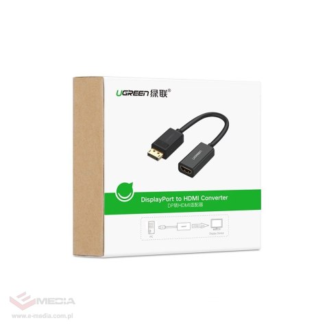 Ugreen przejściówka kabel przewód z DisplayPort (męski) na HDMI (żeński) (jednokierunkowy) 1080P 60Hz 12bit czarny (40362)