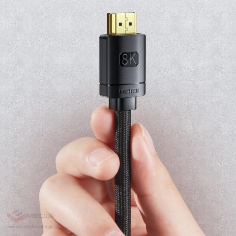 Baseus kabel HDMI 2.1 8K 60 Hz 48 Gbps / 4K 120 Hz / 2K 144 Hz 3D eARC QMS Dynamic HDR VRR ALLM 3 m czarny (CAKGQ-L01)