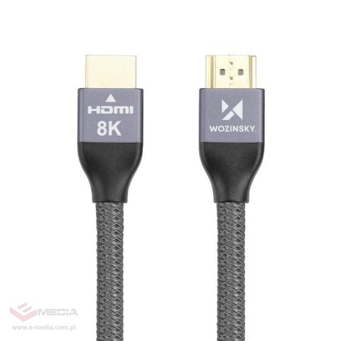 Wozinsky kabel HDMI 2.1 8K 60 Hz 48 Gbps / 4K 120 Hz / 2K 144 Hz 1 m srebrny (WHDMI-10)