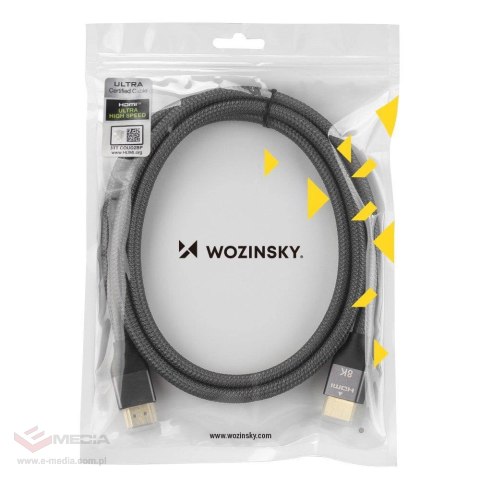 Wozinsky kabel HDMI 2.1 8K 60 Hz 48 Gbps / 4K 120 Hz / 2K 144 Hz 5 m srebrny (WHDMI-50)