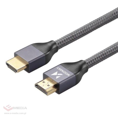 Wozinsky kabel HDMI 2.1 8K 60 Hz 48 Gbps / 4K 120 Hz / 2K 144 Hz 5 m srebrny (WHDMI-50)