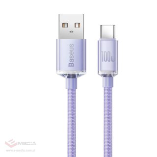 Baseus Crystal Shine Series kabel przewód USB do szybkiego ładowania i transferu danych USB Typ A - USB Typ C 100W 2m fioletowy 