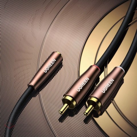 Ugreen kabel przewód audio 3,5 mm mini jack (żeński) - 2RCA (męski) 3m brązowy (AV198 60987)