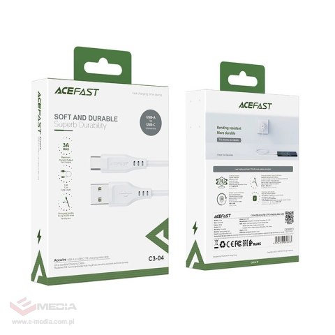 Acefast kabel USB - USB Typ C 1,2m, 3A biały (C3-04 white)