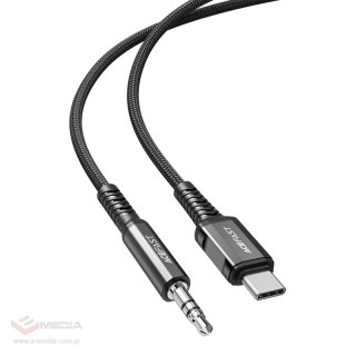 Acefast kabel audio USB Typ C - 3,5mm mini jack (męski) 1,2m, AUX czarny (C1-08 black)