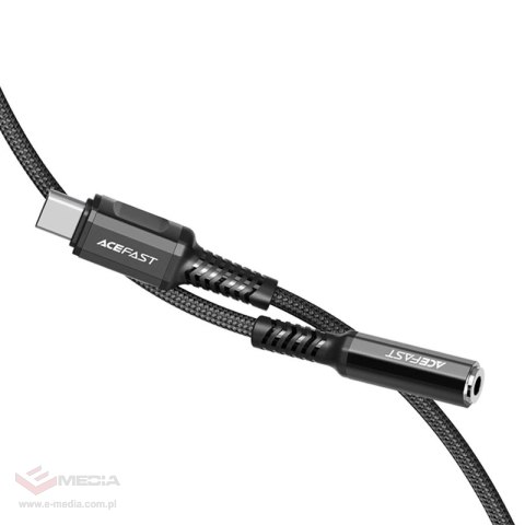 Acefast kabel audio USB Typ C - 3,5mm mini jack (żeński) 18cm, DAC, AUX czarny (C1-07 black)