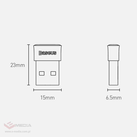 Baseus BA04 mini adapter Bluetooth 5.0 USB odbiornik nadajnik do komputera czarny (ZJBA000001)