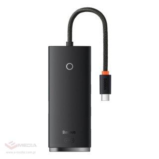 Baseus Lite Series przejściówka HUB USB Typ C - 4x USB 3.0 25cm czarny (WKQX030301)