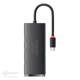 Baseus Lite Series przejściówka HUB USB Typ C - 4x USB 3.0 25cm czarny (WKQX030301)