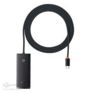 Baseus Lite Series przejściówka HUB USB Typ C - 4x USB 3.0 2m czarny (WKQX030501)