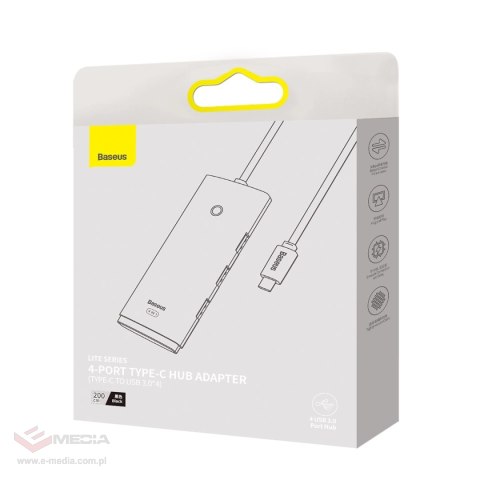 Baseus Lite Series przejściówka HUB USB Typ C - 4x USB 3.0 2m czarny (WKQX030501)