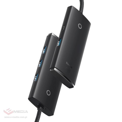 Baseus Lite Series przejściówka HUB USB Typ C - 4x USB 3.0 2m czarny (WKQX030501)