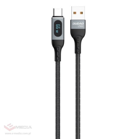 Kabel Dudao L7Max USB - USB Typ C szybkie ładowanie PD 66W 1m z wyświetlaczem - czarny