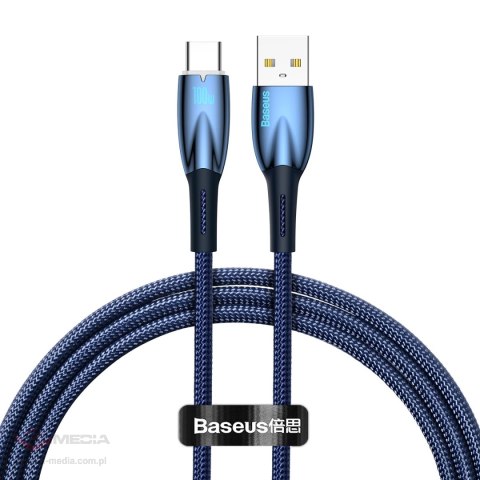 Baseus Glimmer Series kabel do szybkiego ładowania USB-A - USB-C 100W 480Mb/s 1m niebieski