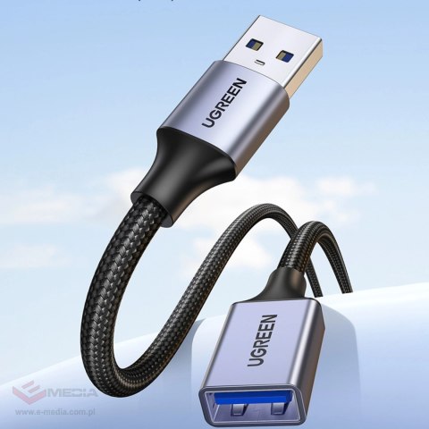 Ugreen przedłużacz adapter kabel przewód USB (męski) - USB (żeński) 3.0 5Gb/s 2m szary (US115)