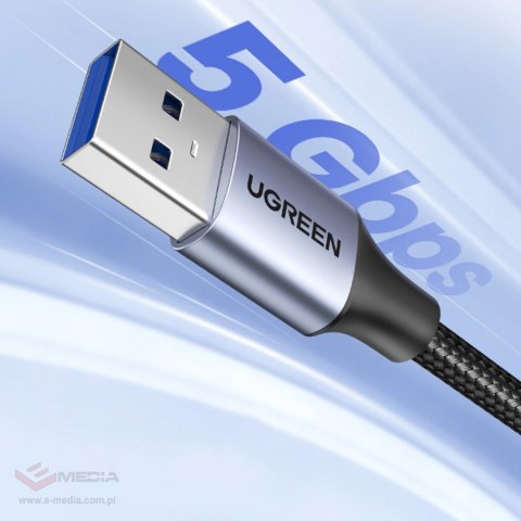 Ugreen przedłużacz adapter kabel przewód USB (męski) - USB (żeński) 3.0 5Gb/s 2m szary (US115)