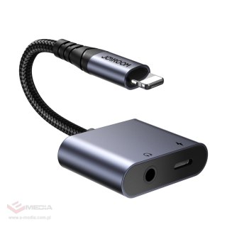 Adapter DAC 2w1 Joyroom SY-L01 Lightning do Lightning / mini jack 3.5 mm - czarny