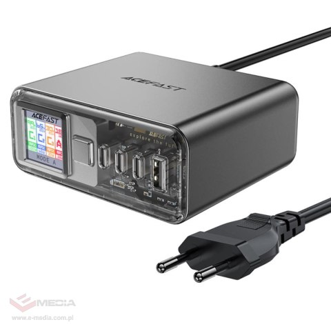 Wielofunkcyjny adapter Acefast Z4 PD 218W GaN 3 x USB-C + USB-A z 4 portami - szary