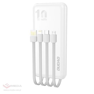 Dudao K6Pro uniwersalny powerbank 10000mAh z kablem USB, USB Typ C, Lightning biały (K6Pro-white)