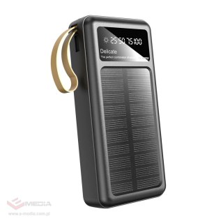 Powerbank Dudao K18+ solarny 20000 mAh z kablami USB-A / USB-C / Lightning / micro USB - czarny