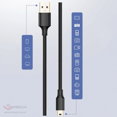 Ugreen kabel przewód USB - mini USB 480 Mbps 3 m czarny (US132 10386)