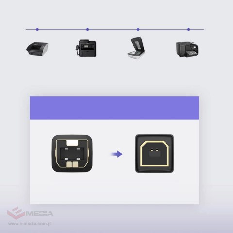 Ugreen kabel przewód do drukarki USB-A - USB-B 480Mb/s 5m czarny (US135)