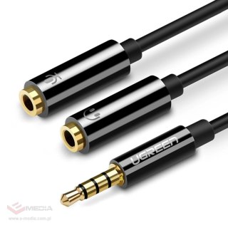 Ugreen kabel przewód rozdzielacz słuchawkowy mini jack 3,5 mm - 2 x mini jack 3,5mm (mikrofon + wyjście stereo) czarny (AV141)