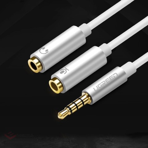 Ugreen kabel przewód rozdzielacz słuchawkowy mini jack 3,5 mm - 2 x mini jack 3,5mm (mikrofon + wyjście stereo) czarny (AV141)