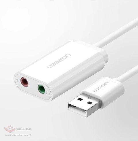 Ugreen zewnętrzna karta dźwiękowa muzyczna adapter USB - 3,5 mm mini jack 15cm czarny (30724)