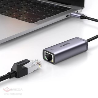 Ugreen zewnętrzna karta sieciowa USB Typ C - RJ45 1Gbps (1000Mbps) szary (40322 CM483)