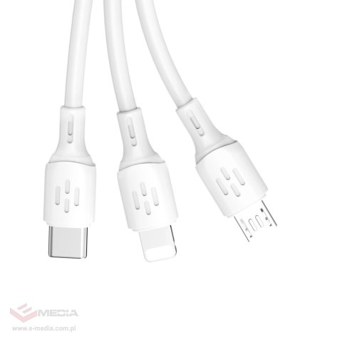 Kabel Dudao L8A-3in1 USB-A - USB-C / micro USB / Lightning 480Mb/s 1.2m - biały