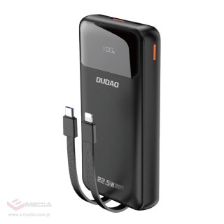 Powerbank Dudao K15Pro 20000mAh 22.5W PD USB-C / USB-A / wbudowane kable Lightning i USB-C - czarny