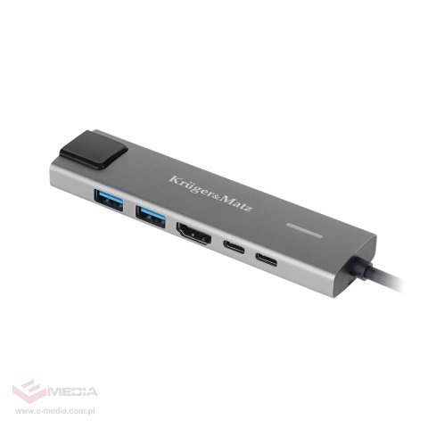 Adapter (HUB) USB typu C na HDMI/2x USB3.0/2x USB typu C/RJ45