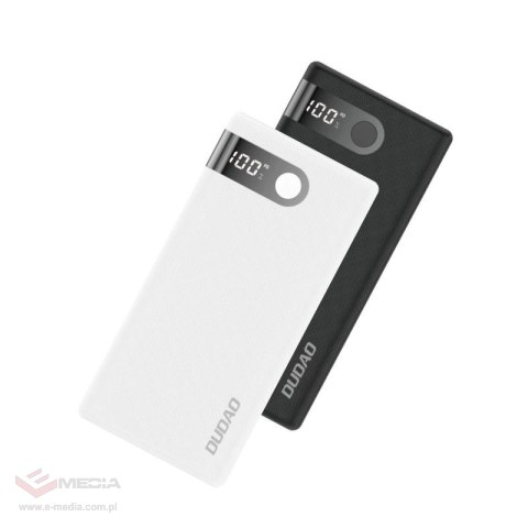 Dudao powerbank 10000 mAh 2x USB / USB Typ C / micro USB 2 A z ekranem LED biały (K9Pro-01)