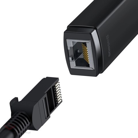 Baseus Lite Series adapter USB Typ A - RJ45 gniazdo LAN 100Mbps czarny (WKQX000001)