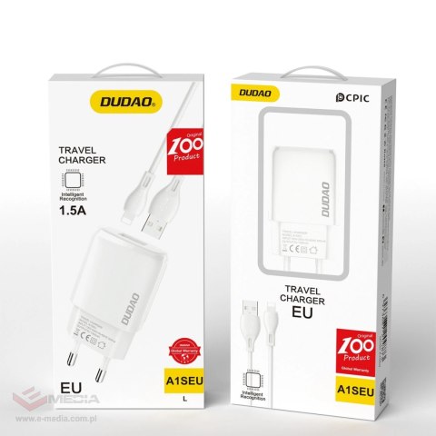 Dudao ładowarka sieciowa USB-A 7.5W + kabel USB-A - Lightning 1m biały (A1sEU)