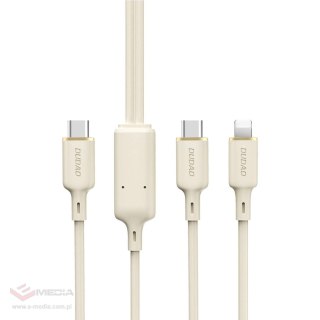 Kabel 2w1 Dudao L7SF USB-C - USB-C / Lightning 100W 1.2m - beżowy