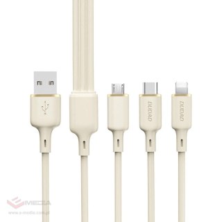 Kabel 3w1 Dudao L7SE USB-A - USB-C / Lightning / micro USB 66W 1.2m - beżowy